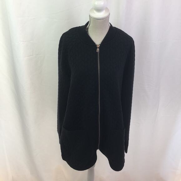 Isaac Mizrahi Live Jacquard Cable Knit Jacket XS - Picture 2 of 15